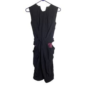 Vionnet Paris Women's 2 Black Draped Twist Front Cut Out Mini Dress Party K2-7